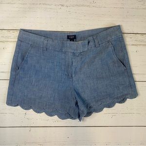 J Crew denim scalloped shorts